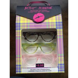 Betsey Johnson Reading Glasses +2.50 Readers 3 Pack  Catseye